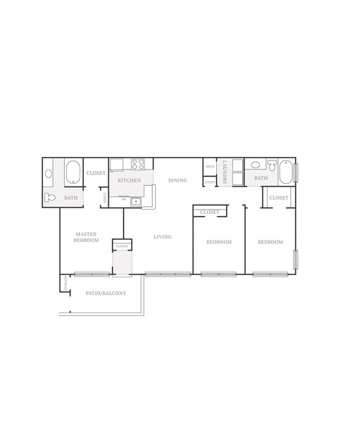 1409 sq.ft. 3 bedroom 2 bathroom floor plan A at The Columns at Bear Creek, Florida